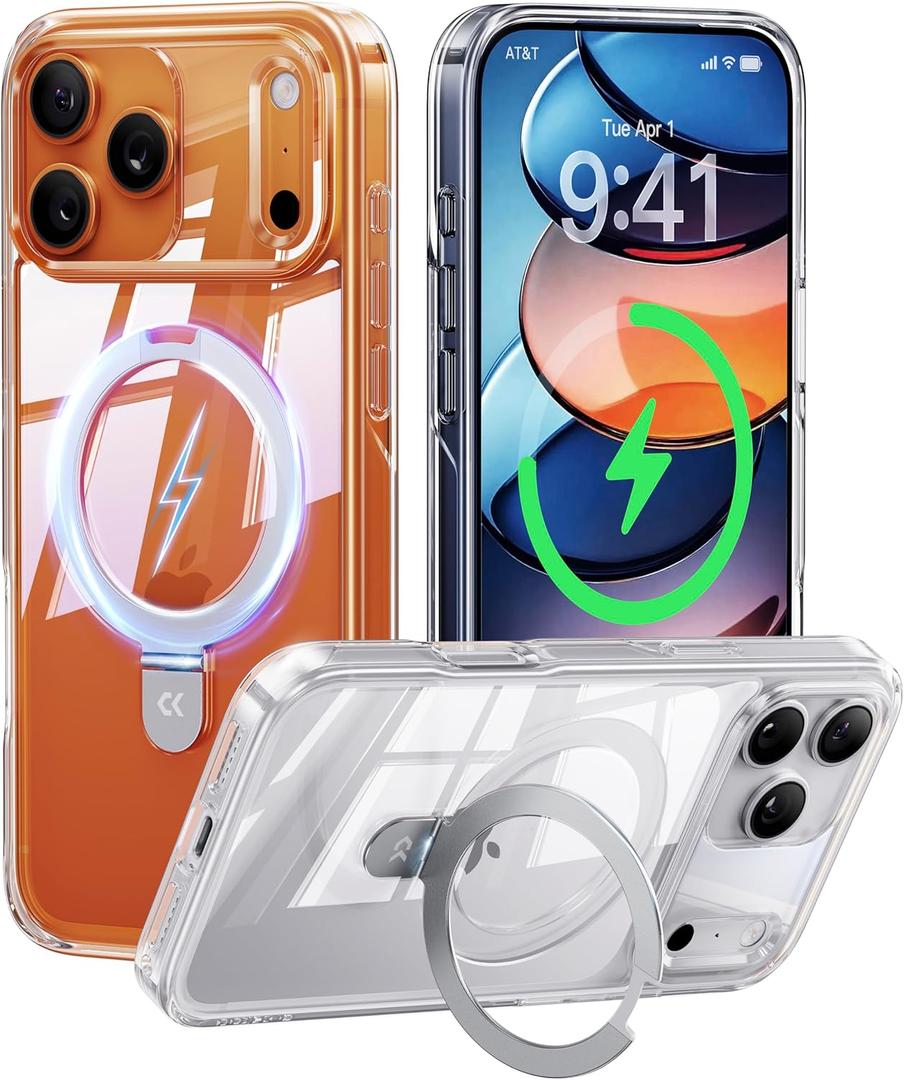 CASEKOO Ultra Magnetic Stand for iPhone 17 Pro Max Case Clear [Compatible with MagSafe] [16FT Military-Grade Protection] Transparent Slim Phone Ring 17 Pro Max Phone Cover 6.9 inch, Clear