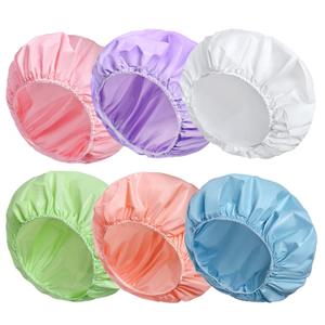 6 PCS Shower Caps for Women, Double Side Waterproof Shower Cap, Reusable Elastic Bath Caps for Shower, EVA Bathing Shower Caps, Bath Hair Caps - Candy Color (Solid)