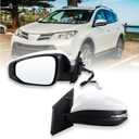 Right Passenger Side Mirror Fits 20132015 Toyota RAV4 with Power Heated Turn Signal and Manual Folding Without Blind Spot Match White Replace 879100R080 (7Pins)