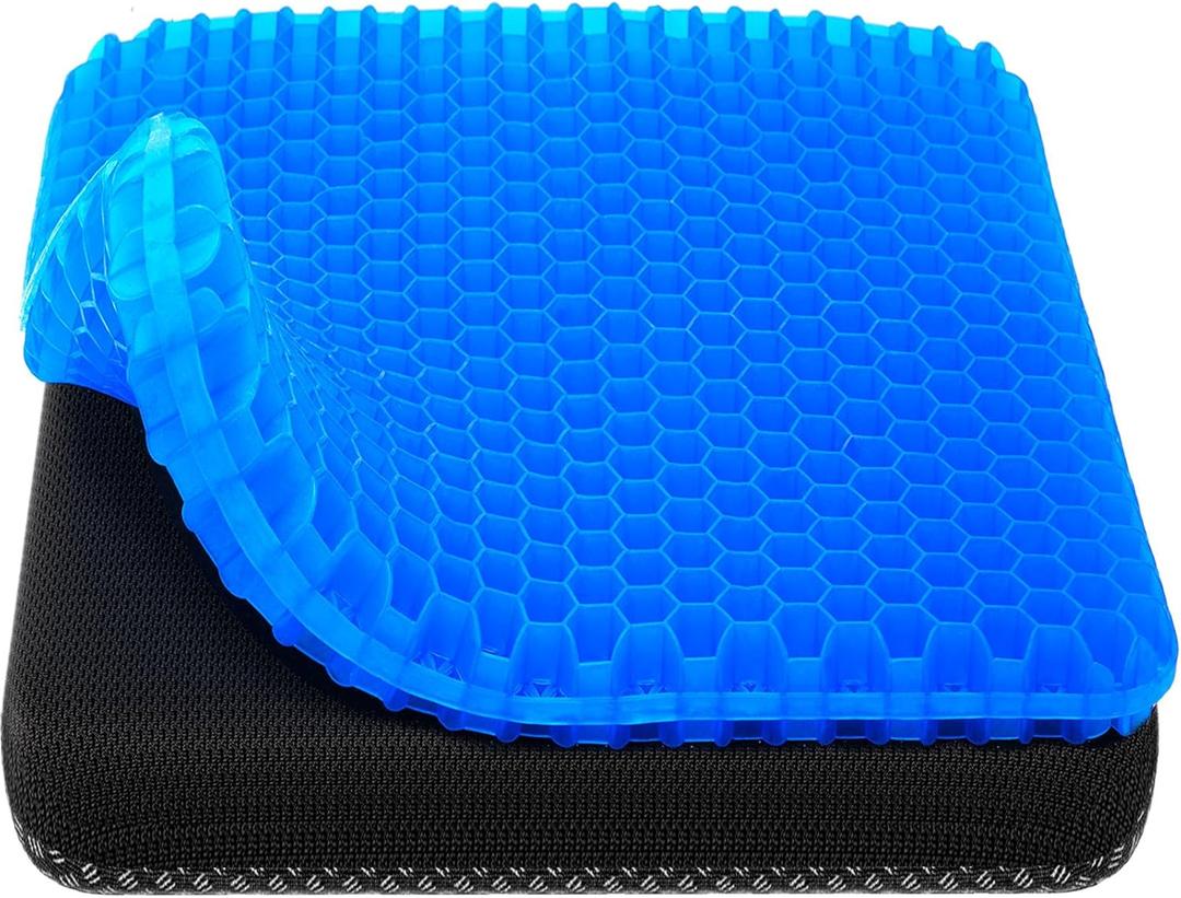 Gel Seat Cushion, Cooling seat Cushion (Super Large & Thick), Breathable Honeycomb Design Absorbs Pressure Points Seat Cushion, Gel Cushion for Office Chair, Home Car seat Cushion for Wheelchair (Blue)
