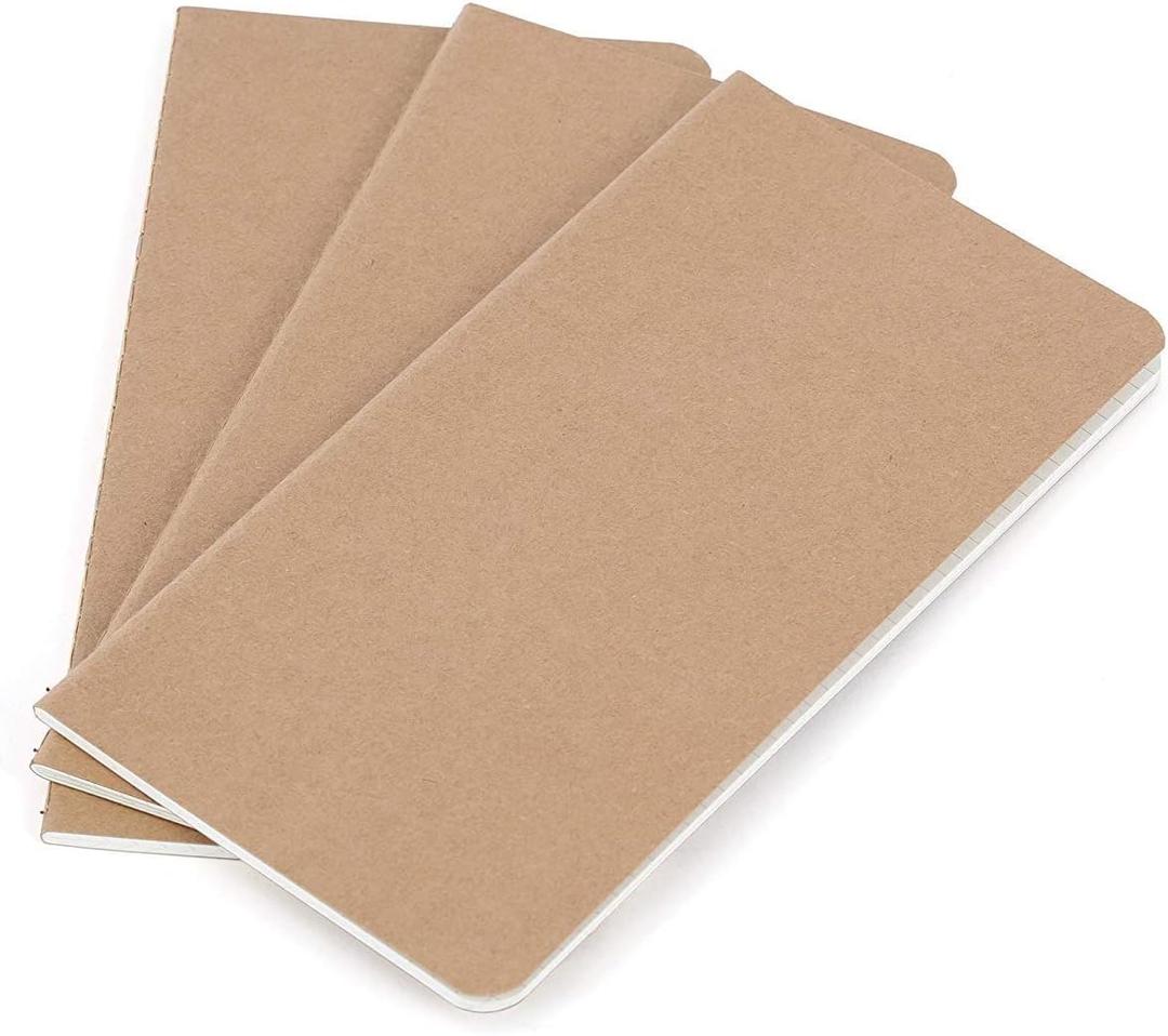 Wanderings Blank Regular Size Travelers Notebook Inserts | 4.25" x 8.25"/11cm x 21cm | 100 gsm Paper | 3 Hand-Stitched Booklets/180 Pages | Travelers Notebook Refills for Journals, Diaries, Planners