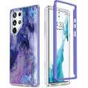 Esdot for Samsung Galaxy S22 Ultra Case, Military Grade Passing 21ft Drop Test, Rugged Cover with Fashion Designs for Women Girls, Protective Phone Case for Galaxy S22 Ultra 6.8" Nice Purple Marble