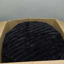 HIGOGOGO Round Stuffed Pouf Ottoman, Corduroy Poufs with High-Density Foam Filling, Furry and Fluffy Pouf Foot Stool Storage Ottoman, 20 X 15 Floor Poufs Foot Rest for Living Room, Black