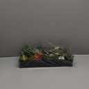 MyGift Artificial Succulent Centerpiece,15.75 Inch Faux Succulents Arrangement Plants in Sleek Black Wooden Rectangular Planter Box