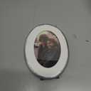 ZIHARA 4x6 Ornate Oval Picture Frame, Hand-Crafted Resin Frame with Velvet Backing, Hanging Photo Frame with Easel, Hook & Mat for Tabletop, Home Decor, Photo Gallery Art (White & Silver)