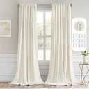 MIULEE Cream Back Tab Blackout Curtains 108 Inch Long 2 Panels Set for Bedroom, Rod Pocket/Pinch Pleat Extra Long Thermal Insulated Living Room Darkening Pleated Light Blocking Drapes