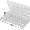 Akro-Mils 05805 Plastic Portable Parts Storage Case for Hardware and Crafts with Hinged Lid and 4 Adjustable Dividers, (11-Inch x 7-Inch x 2-3/8-Inch), Medium, Clear