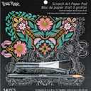 Brea Reese® Scratch Art Paper Pad Mandala 8x8, 12 Intricate Designs, Metallic Shimmer, Guided Illustration, Family Craft Kit, Frameable Artwork for Home Walls, Burst of Color, Mindful Relaxation