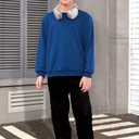 Boys Fall Casual Geometric Texture Sweatshirts Sports Crew Neck Pullover 5-14 Years (M)