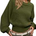 Saodimallsu Womens Batwing Long Sleeve Sweaters Casual Crewneck Loose Chunky Knit Fall Pullover Tops