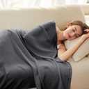 AmyHomie Cooling Blanket, 100% Rayon Derived from Bamboo, Cool Summer Blanket for Hot Sleepers, Soft Comfy Lightweight Blankets for All Seasons(Dark Gray, 7991in)