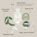 nouka Tritan Plastic Transitional Sippy Cup with Weighted Straw | Leak Proof and Easy Grip | Removable Handles | Soft Sand