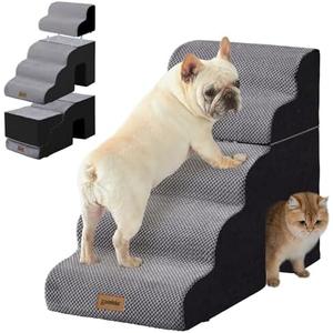 ZOMISIA Dog Ramp for Large Dogs - Pet Stairs 5 Steps Up to 30" H High Bed with Tunnel 2 in 1 with Zippers Suitable, Indoor Cat Ladders with Non-Slip Bottom, Black
