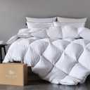 Pacific Coast Premium Goose Down Fiber Comforter Queen Size, 420TC 100% Australian Cotton Shell, All-Season Comforter with Hidden Baffle Box & Double-Stitched Piping (90"x90")