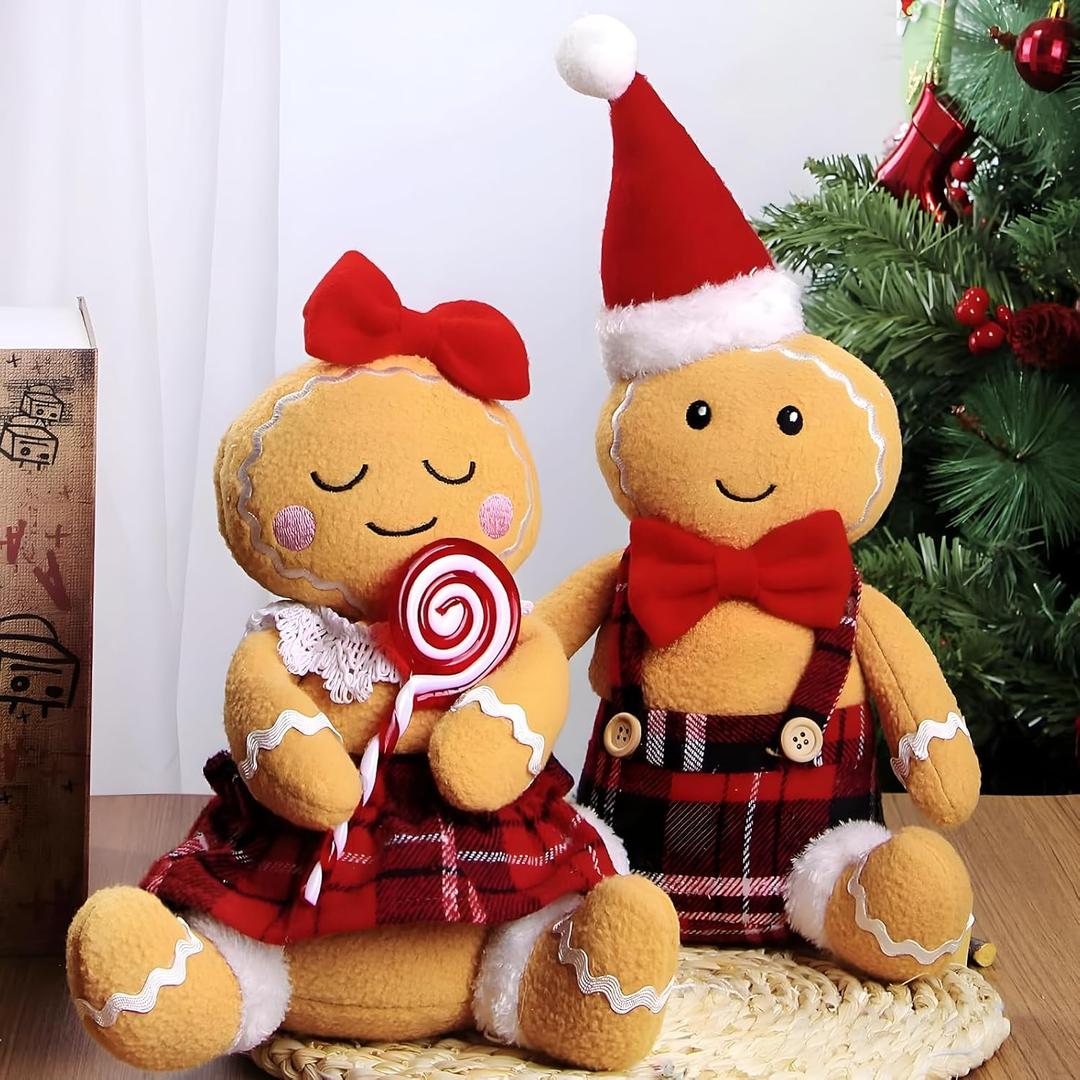 BWFY 2PC Gingerbread Man Christmas Decorations Indoor for Christmas Ornament Home Decor Gingerbread Doll for Gift Door Window Table Tree Holiday Xmas Season Decor (Gm-2pc-005)