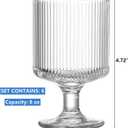 DEAYOU Set of 6 Ribbed Vintage Wine Glasses, 8 oz Clear Interlocking Ribbed Water Goblet Glasses, Unique Short Stem Cocktail Glasses for Iced Tea, Juice, Whiskey, Beer, Dessert, Party
