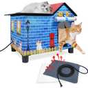Large Heated Cat House for Outside, Elevated Outdoor Cat House Weatherproof with Heating Pad for Winter, Warm Feral Cats Shelter for Multiple Cats, 19.7 X 13.4 X 18.1 Inches (Color)