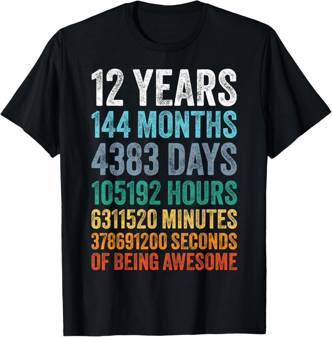 12 Year Old BDay Decorations Son Boy 12yr 12th Birthday T-Shirt (Black, M)