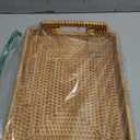 Hand-Woven Rattan Rectangular Serving Tray with Handles for Breakfast, Drinks, Snack for Coffee Table (14.5x10.2x1.4inches)