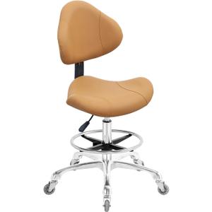 Rolling Swivel Drafting Chair Adjustable Heavy Duty (400lbs) Lumbar Support Task Chair for Home Desk Studio Design Lab(Triangular Back) (Camel)