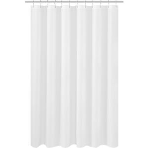 N&Y HOME Longer Shower Curtain Liner Fabric 72 x 75 inches, Hotel Quality, Washable, White Spa Bathroom Curtains with Grommets, 72x75