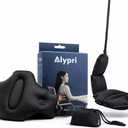 2-in-1 Inflatable Foot Hammock & Lumbar Support  Premium TPU Material, Adjustable Support for Airplane, Office & Home  Lightweight, Portable & Travel-Ready (Black)