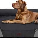Dwanton Orthopedic Dog Bed for Extra Large Dogs with Gel Memory Foam, Waterproof Dog Sofa, Washable Pet Bed with Four Sided Bolster Cushion, Removable Cover & Non-Slip Bottom, 45", Dark Gray
