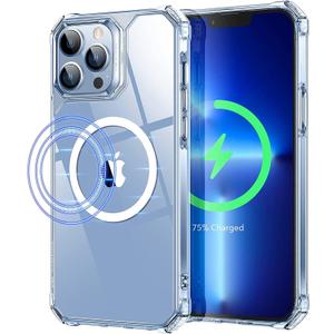 ESR Air Armor Magnetic Case with HaloLock Compatible with iPhone 13 Pro Case, Compatible with MagSafe, Military-Grade Protection, Yellowing-Resistant Hard Back, Shock-Absorbing Corners, Clear