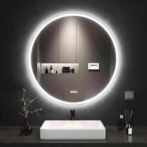 24 inches Round LED Bathroom Mirror with Lights, Anti-Fog, Dimmable, Backlit + Front Lit, Lighted Bathroom Vanity Mirror for Wall, Memory Function, Tempered Glass, Shatter-Proof