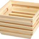 4 Pack 10 Inch Square Wooden Pallet Crates Unfinished Wood Trays Storage for DIY Crafts (Outer 10 x 10 x 2.6 in, Interior 8 x 8 x 2.4 in)