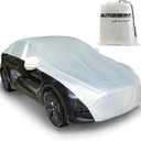 Half Car Cover Top, Waterproof & All-Season Half Car Cover, Adjustable Car Side Mirror Snow Covers Have Reflective Strips, All Weather for Snow, Sun, Rain, Dust, Fit Sedan Universal (157"-214")