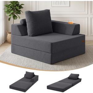 COMAX Folding Sofa Bed Chair Single Foldable Couch for Small Spaces Bedroom, Single - with arm