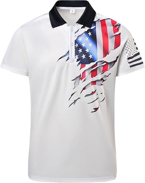 Funny Hawaiian Shirt for Men 4th of July American Flag Casual Summer Shirt for Men Short Sleeve Button Shirt, M