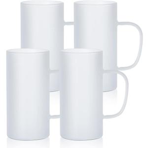 PYD Life Sublimation Glass Blanks Beer Mugs Frosted 22 OZ Coffee Tumblers Cups with Handle for Mug Tumbler Heat Press Printing UV DTF HTV DIY Projects 4 Pack