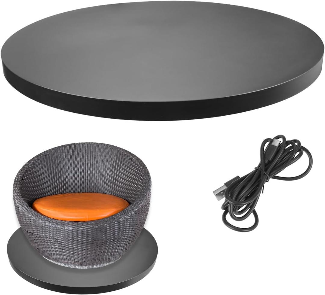 Fotoconic Black Electric Motorized Rotating Turntable Display Stand, 24 60cm Diameter, 80kg Centric Loading for Shop Display (Type-C)