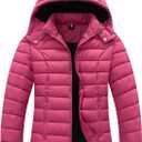 ALPIXIS Women's Quilted Down Coat Waterproof Warm Thicken Flannel Lined with Detachable Hood Windproof Winter Puffer Jacket