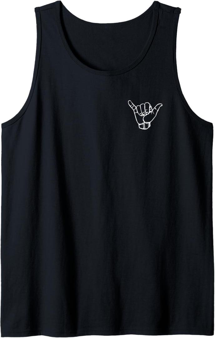 Aloha Hawaii Shaka Hawaiian Island Home Vibe Tank Top (Small, Black)