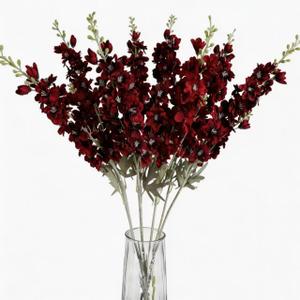 8PCS Delphinium Artificial Flowers Larkspur Bulk Silk Flowers 33.5 in Long Stem Fake Flowers for Home Garden Wedding Floral Arrangements Decor (8, Red)