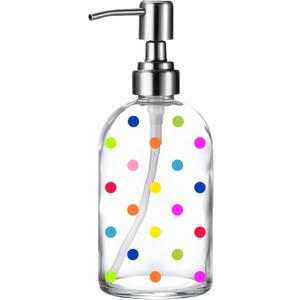 Simple Glass Soap Dispenser with Rust Proof Pump,Kitchen Dish soap Dispenser for Kitchen Shower, Round Dot