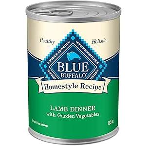 Blue Buffalo Homestyle Recipe Adult Wet Dog Food, Made with Natural Ingredients, Lamb Dinner with Garden Vegetables, 12.5-oz Can (Pack of 12) Best By 2028 March 04