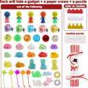 Lulu Home 12 Pack No-Snap Christmas Crackers Set, Party Favors with Hats, Jokes & Small Gifts for Xmas Holiday Dinner Table Decorations and Supplies, Each 6.5" H x 1.4" Dia