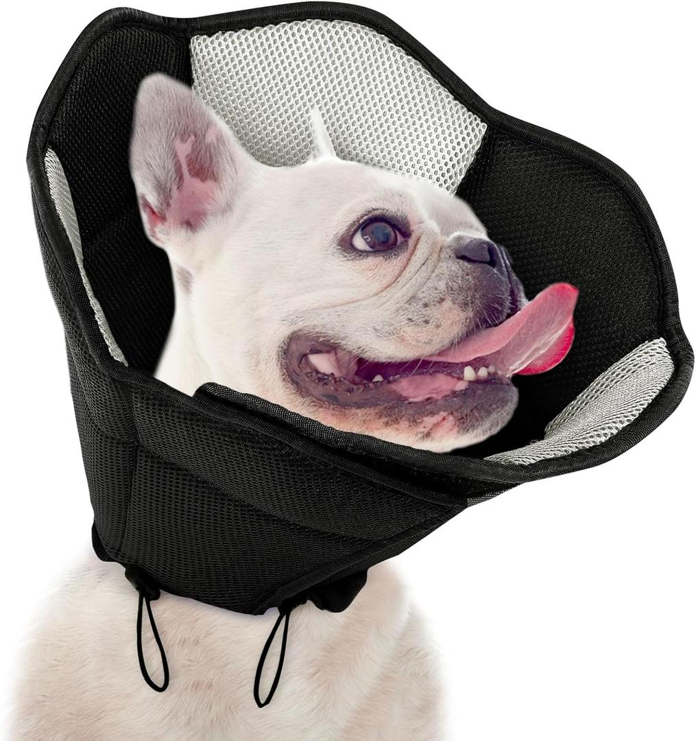 SUNFURA Dog Cone - Soft Cone for Dogs to Stop Licking, Pet E-Collar Alternative After Surgery, Adjustable Pet Recovery Collar for Wound Healing, Black Small