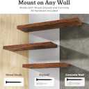 Floating Shelves for Wall, 7.9" Deep Wall Mounted Wood Shelves for Bathroom, Bedroom, Living Room, Kitchen, Hanging Shelf for Books/Storage/Room Decor (Brown, 16") (16" Set of 2)