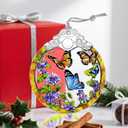 4 x Christmas Ornaments: Stained Glass Ornament, Christmas Tree Ornament, Hanging Ornaments for Home Decor & Xmas Tree Decorations Holiday Decor, Gifts & Holiday Present - Monarch Butterfly
