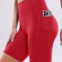 POSHDIVAH Women's Creamluxe Yoga Shorts with Pockets - 2.5"/4"/6"/8"/10" High Waisted Workout Volleyball Running Shorts (Red, XS)