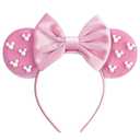 Pink Glitter Mouse Ears Headband, Princess Accessory for Valentines and Special Occasions (All Pink Dream)