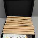 Mexican Train Dominoes Set with Numbers and 4 Wooden Trays/Racks, Double 12 Dominos Travel Set with 4 Tiles Holders, 91 Tiles Double 12 Colored Dominoes Game Set with Portable Case for Families Kids