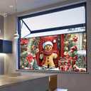 Christmas Window Film Gingerbread Man Front Door Holiday Decorations Gift Boxes Festive Privacy Glass Sticker Static Cling Window Clings for Home Party 39.3  17.7 Inch