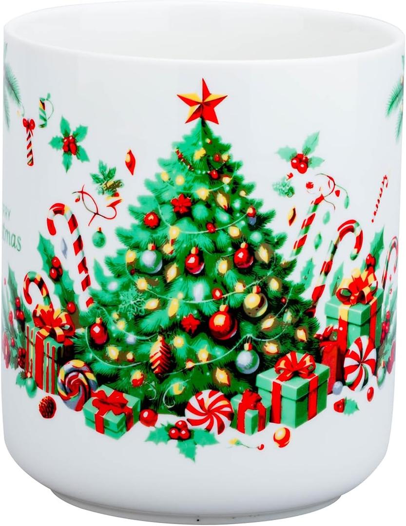 Ceramic Christmas Utensil Holder with Tree and Truck Design  Festive Holiday Kitchen Decor  Ideal for Storing Cooking Utensils, Wooden Spoons, and Kitchen Gadgets