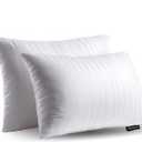 Beautyrest Luxury Goose Feathers Soft Pillows, 500 Thread Count Cover 20x28, Queen (Pack of 2), Supportive Fluffy Hotel Collection Bed Pillows for Side and Back Sleepers